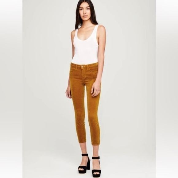 L'AGENCE IVY MARGOT VELVET IN GOLD JEANS SIZE 25 - Picture 1 of 6